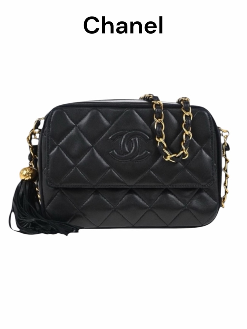 CHANEL QUILTED CC TASSEL CAMERA BAG VINTAGE AUTHENTICATED